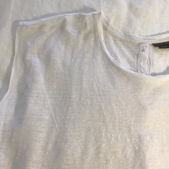 Tahari White 100% Linen Button Back Sleeveless Top, Size XL - Picture 3 of 10